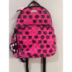 Luv Betsey by Betsey Johnson Pink Quilted Black Cat‎ Mini Backpack New With Tags